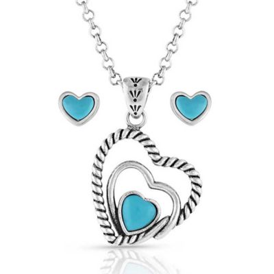 Montana Silversmiths Clearer Ponds Heart Jewelry Set, Turquoise