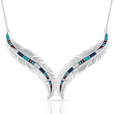 Montana Silversmiths Breaking Trail Feather Statement Necklace, NC5194