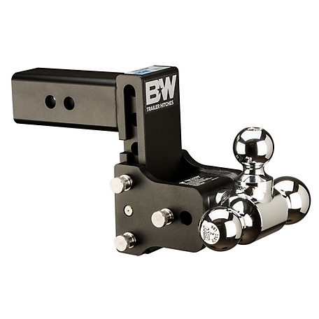 B&W Tow & Stow Trailer Hitch Class V Tri Ball Mount, 1-7/8 in, 2 in, 2-5/16 in. Fits 2-1/2 in. Rec, 5 in. Drop TS20048B