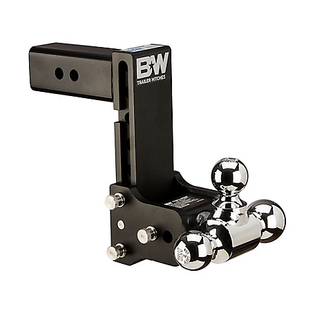 B&W Tow & Stow Class V Tri Ball Trailer Hitch Mount with 1-7/8 in, 2 in, 2-5/16 in. Fits 2.5 in. Rec, 7 in. Drop TS20049B
