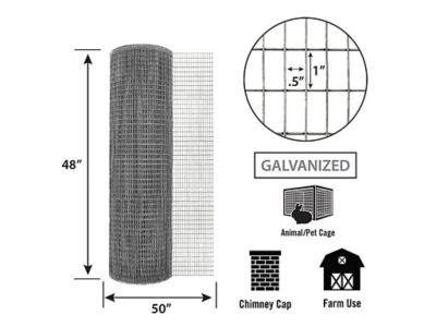 Image showing  50 ft. x 48 in. Welded Wire Garden Fence with 1/2 in. x 1 in. Openings