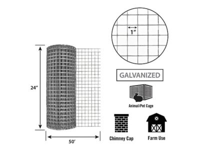 Image showing  50 ft. x 24 in. Welded Wire Garden Fence with 1 in. x 1 in. Openings