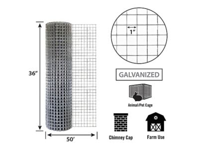 Image showing  36in H x 50ft L Welded Wire Garden Fencing with 1in x 1in Openings