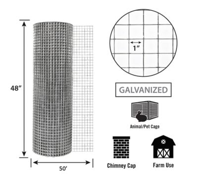 Image showing  50 ft. x 48 in. Welded Wire Fence with 1 in. Openings