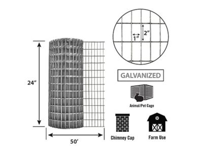 Image showing  50 ft. x 24 in. Welded Wire Garden Fence with 1 in. x 2 in. Openings