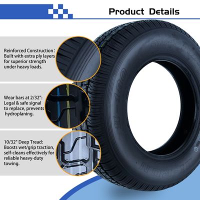 Image showing  ST175/80D13 13 in. Bias 6-Ply Trailer Tire and Black Mod Wheel 5 Lug on 4.5 in.