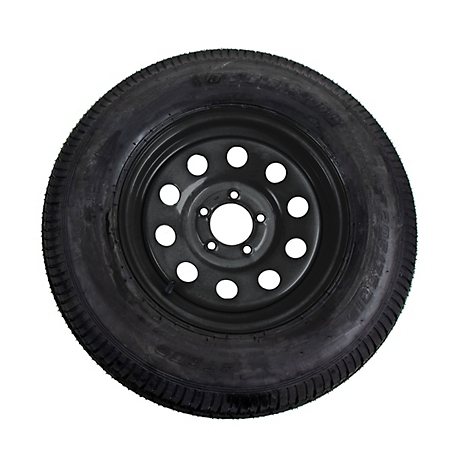Carry-On Trailer 15 in ST205/75D15 Bias 6-Ply Trailer Tire and Black Mod Wheel 5 Lug on 4.5 in, 205X15BLACK