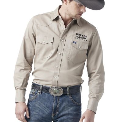 Wrangler Men's Yellowstone Western Twill Snap Shirt The Yellowstone black shirt is exactly as shown in picture