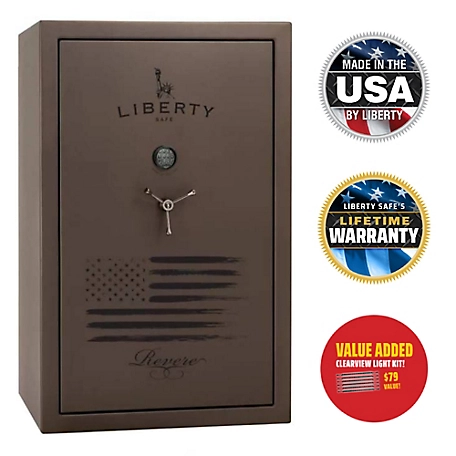 Liberty Safe Revere, 64 Long Gun + 6 Handgun, E-Lock, 60 Min Gun Safe, Midnight Bronze