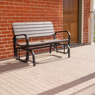 Image showing  3 ft. 10.3 in. Outdoor Glider Bench, Storm Dust/Black