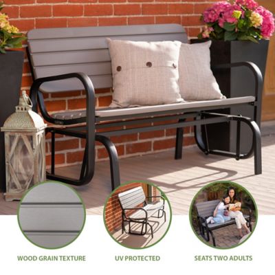 Image showing  3 ft. 10.3 in. Outdoor Glider Bench, Storm Dust/Black
