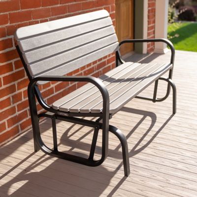 Image showing 6 th Lifetime 3 ft. 10.3 in. Outdoor Glider Bench, Storm Dust/Black