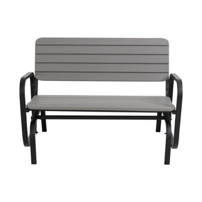 Image showing 9 th Lifetime 3 ft. 10.3 in. Outdoor Glider Bench, Storm Dust/Black