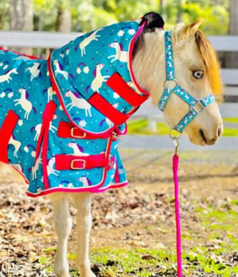 Star Point Horsemanship Unicorn Pattern Hooded Horse Blanket, Mediumweight, 220g