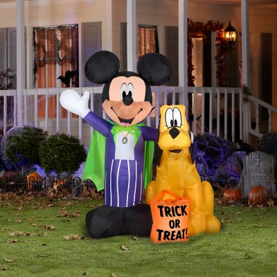 Image showing  Airblown Inflatable Mickey and Pluto with Treat Sack Scene