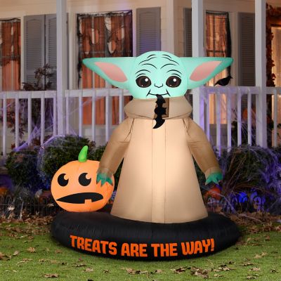 Image showing  Airblown Inflatable Star Wars The Child with Jack-O-Lantern Treats Are the Way Scene