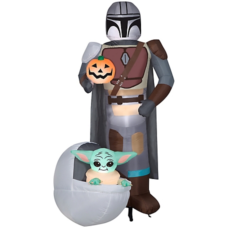 Gemmy Airblown Inflatable Star Wars The Mandalorian The Child with Pumpkin Scene