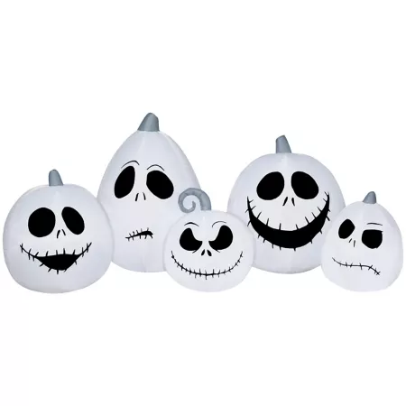 Gemmy Airblown Jack Skellington Inflatable White Pumpkin Face Collectible Scene Garden Art & Statues