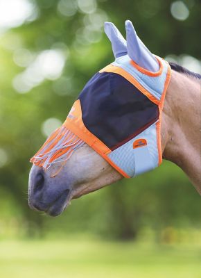 Shires Equestrian Products Air Motion Horse Fly Mask with Ears and Nose Fringe