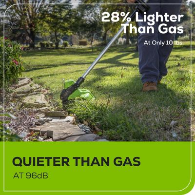 Image showing 7 th Greenworks 60V Cordless 13 in. String Trimmer and 125 MPH 450 CFM Leaf Blower Combo Kit, 4 Ah Battery and Charger, 2 pc.