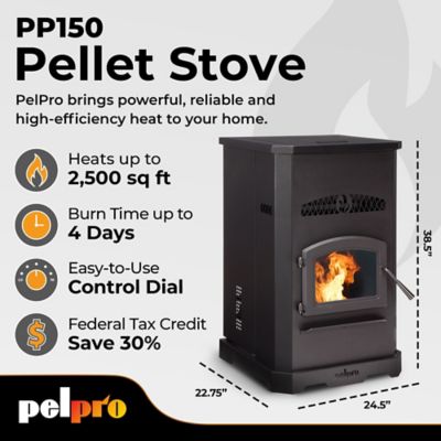 Image showing  2500 sq. ft. Pellet Stove with Black Door, 150 lb. Hopper Size, PP150