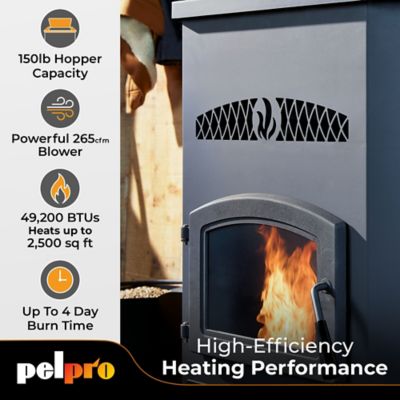 Image showing  2500 sq. ft. Pellet Stove with Black Door, 150 lb. Hopper Size, PP150
