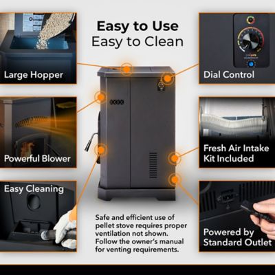 Image showing  2500 sq. ft. Pellet Stove with Black Door, 150 lb. Hopper Size, PP150