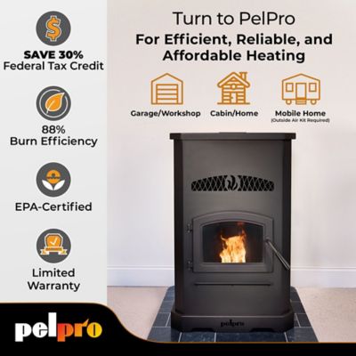 Image showing  2500 sq. ft. Pellet Stove with Black Door, 150 lb. Hopper Size, PP150