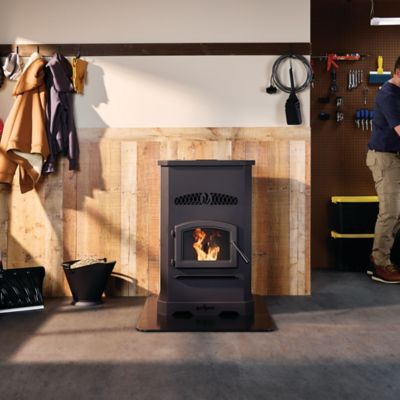 Image showing 6 th Forge & Flame 2500 sq. ft. Pellet Stove with Black Door, 150 lb. Hopper Size, PP150