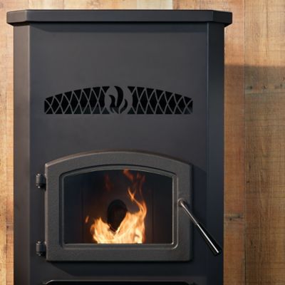 Image showing 8 th Forge & Flame 2500 sq. ft. Pellet Stove with Black Door, 150 lb. Hopper Size, PP150