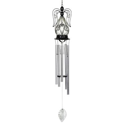 Exhart Solar Angel Glass and Metal Wind Chime, Includes Lights, 14288-RS