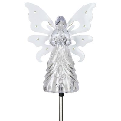 Exhart 39.5 in. Solar Acrylic Angel Stake with 13 LEDs, White
