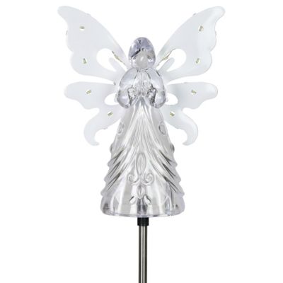 Exhart Solar Acrylic Angel Stake with 13 LEDs, White, 17744-RS