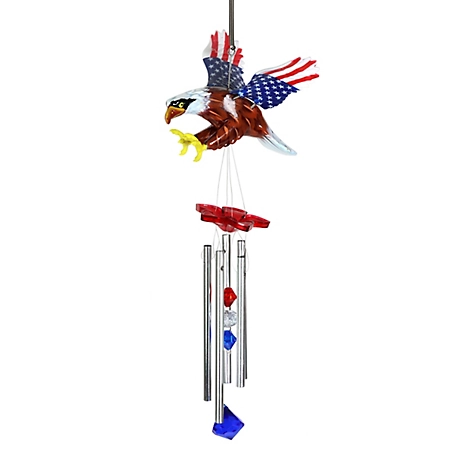 Exhart WindyWing Patriotic Eagle Wind Chime with American Flag Wings, 40187-RS