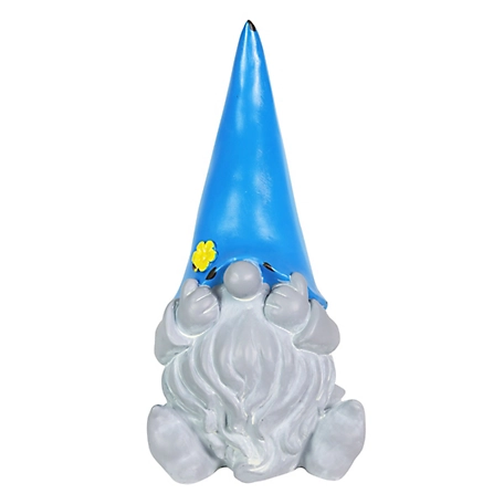 Exhart Solar-Powered Garden Gnome Statuary with Colorful Blue Hat, 10 in., 19741-RS