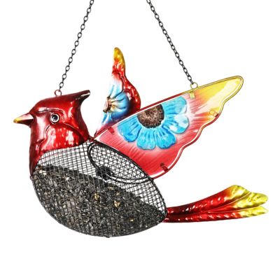 Exhart Cardinal Bird Feeder with Metal Mesh Seed Basket, 14874-RS