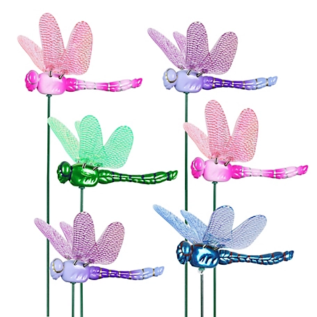 Exhart Assorted WindyWings Dragonfly Plant Stakes, 6 pk., 50104-RS
