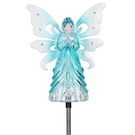 Exhart Solar Acrylic Angel Stake with 13 LEDs, Blue, 17742-RS