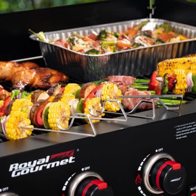 Image showing  8-Burner Propane Gas Grill with Double-Layer Bottom Shelf and Independently Controlled Dual Systems, Black