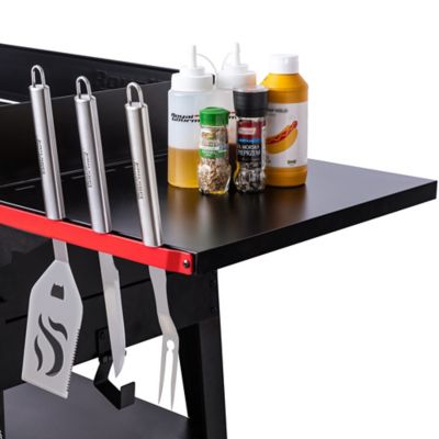 Image showing  8-Burner Propane Gas Grill with Double-Layer Bottom Shelf and Independently Controlled Dual Systems, Black