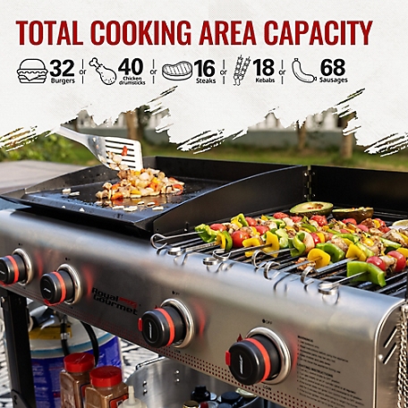 Royal Gourmet Propane Gas 3-Burner Table Top Grill Griddle with Cover, 24  in. Portable for Camping, 25,500 BTU, Silver, PD1301S at Tractor Supply Co.