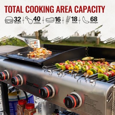 Image showing  4-Burner Portable Propane Gas Flat Top Grill and Griddle with Folding Legs, 610 sq. in., Black, GD403