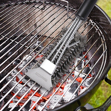 3 In 1 Bbq Cleaner Grill Brush And Scraper 17in Safety Bristle