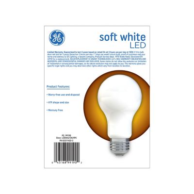 Image showing  60 Watt Equivalent 760-Lumen General Purpose A19 Soft LED Light Bulbs, Frosted, 2,700K, 4-Pack