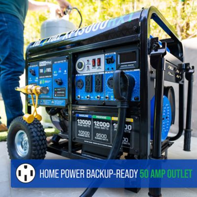Image showing 5 th DuroMax 13,000/10,500-Watt Tri-Fuel Portable Generator, 500cc, CO Alert