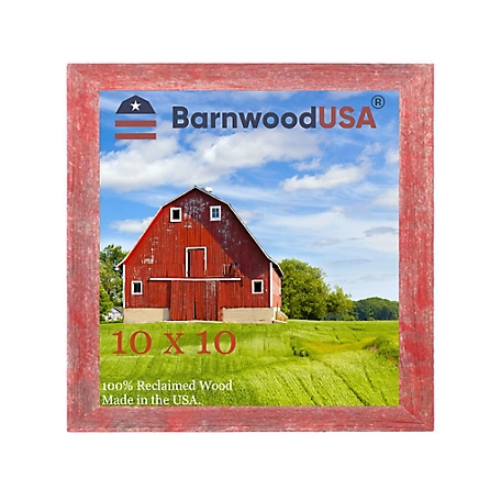 Barnwood USA 10 in. x 10 in. Rustic Farmhouse Standard Series Reclaimed Wood Picture Frame, Rustic Red