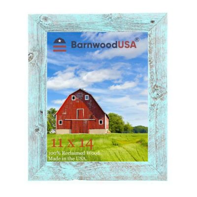 Barnwood USA 11 in. x 14 in. Rustic Farmhouse Standard Series Reclaimed Wood Picture Frame, Robins Egg Blue