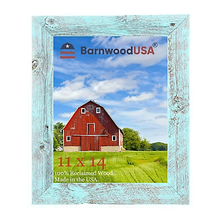 Barnwood USA 11 in. x 14 in. Rustic Farmhouse Standard Series Reclaimed Wood Picture Frame, Robins Egg Blue