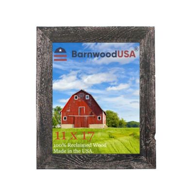 Barnwood USA Standard Series Rustic Farmhouse Reclaimed Wood Picture Frame, 11 in. x 27 in., Smoky Black