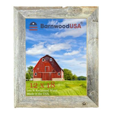 Barnwood USA 12 in. x 18 in. Rustic Farmhouse Standard Series Reclaimed Wood Picture Frame, Weathered Gray